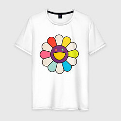 Футболка хлопковая мужская Цветок Мураками, цвет: белый