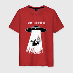 Футболка хлопковая мужская I Want To Believe, UFO, цвет: красный