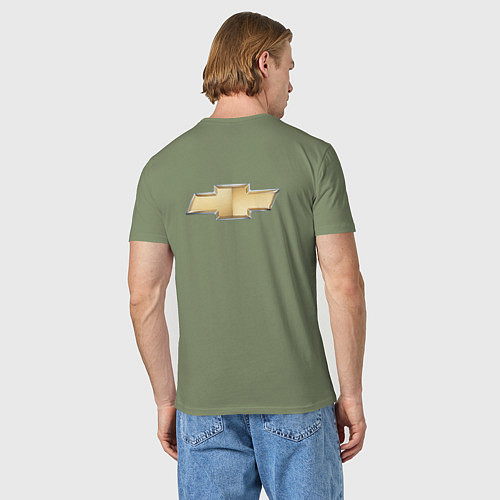 Мужская футболка Chevrolet Лого Эмблема спина / Авокадо – фото 4