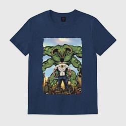 Футболка хлопковая мужская Крутой Сэм Алудранский Рептилоид, цвет: тёмно-синий
