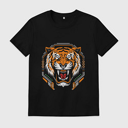 Футболка хлопковая мужская Tiger, цвет: черный