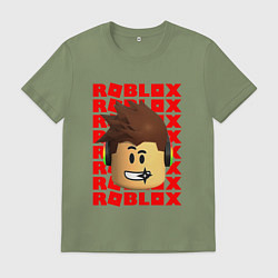 Футболка хлопковая мужская ROBLOX RED LOGO LEGO FACE, цвет: авокадо