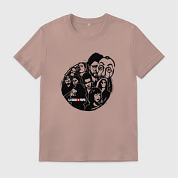 Футболка хлопковая мужская БУМАЖНЫЙ ДОМ ГЕРОИ СЕРИАЛА, цвет: пыльно-розовый