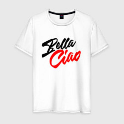 Футболка хлопковая мужская БУМАЖНЫЙ ДОМ BELLA CIAO!, цвет: белый