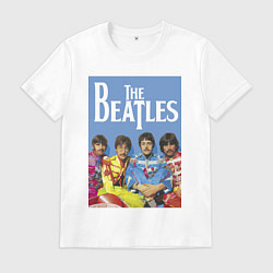 Футболка хлопковая мужская The Beatles - world legend!, цвет: белый