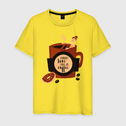 Футболка хлопковая мужская Девушка в чашке кофе, цвет: желтый
