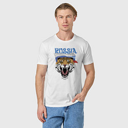 Футболка хлопковая мужская Уссурийский русский тигр, цвет: белый — фото 2