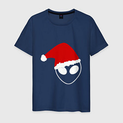 Футболка хлопковая мужская Alien Santa Claus, цвет: тёмно-синий