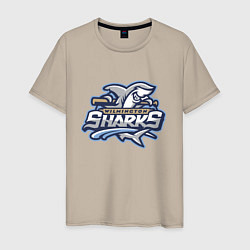 Футболка хлопковая мужская Wilmington sharks -baseball team, цвет: миндальный