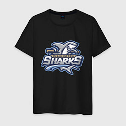 Футболка хлопковая мужская Wilmington sharks -baseball team, цвет: черный