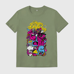 Футболка хлопковая мужская Happy Birthday to you!, цвет: авокадо