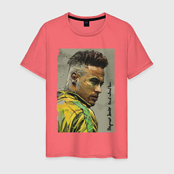 Футболка хлопковая мужская Neymar Junior - Brazil national team, цвет: коралловый