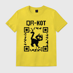 Футболка хлопковая мужская QR кот КОТИК, цвет: желтый