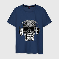 Футболка хлопковая мужская Musical skull, цвет: тёмно-синий