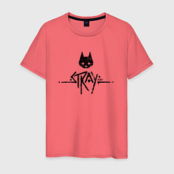 Футболка хлопковая мужская Stray: Black Logo, цвет: коралловый