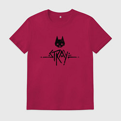 Футболка хлопковая мужская Stray: Black Logo, цвет: маджента