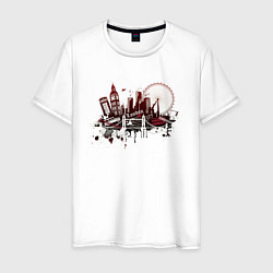 Футболка хлопковая мужская London Dark red design, цвет: белый