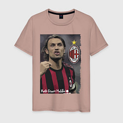 Футболка хлопковая мужская Paolo Cesare Maldini - Milan, captain, цвет: пыльно-розовый