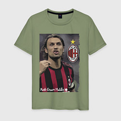 Футболка хлопковая мужская Paolo Cesare Maldini - Milan, captain, цвет: авокадо