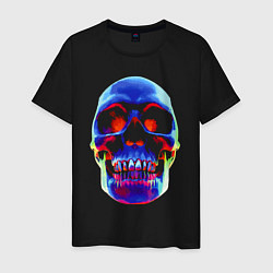 Футболка хлопковая мужская Cool neon skull, цвет: черный