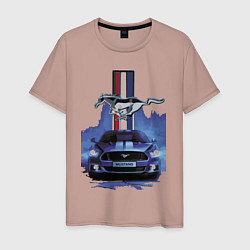 Футболка хлопковая мужская Mustang - лучший среди равных!, цвет: пыльно-розовый