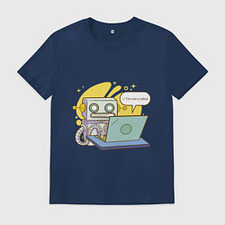 Футболка хлопковая мужская Я не робот Програмерский мем, цвет: тёмно-синий