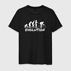 Футболка хлопковая мужская Эволюция велосипедиста, цвет: черный