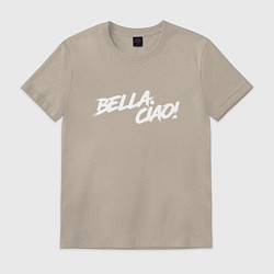 Футболка хлопковая мужская БУМАЖНЫЙ ДОМ, BELLA CIAO!, цвет: миндальный