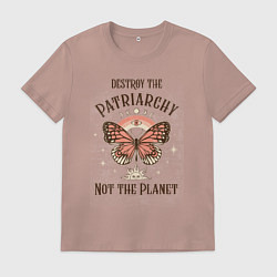 Футболка хлопковая мужская Destroy the Patriachy, цвет: пыльно-розовый
