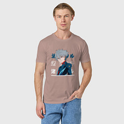 Футболка хлопковая мужская Евангелион Neon Genesis Evangelion, Kaworu Nagisa, цвет: пыльно-розовый — фото 2