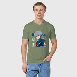 Футболка хлопковая мужская Евангелион Neon Genesis Evangelion, Kaworu Nagisa, цвет: авокадо — фото 2