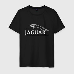 Футболка хлопковая мужская Jaguar, Ягуар Логотип, цвет: черный