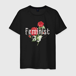 Футболка хлопковая мужская Feminist AF, цвет: черный