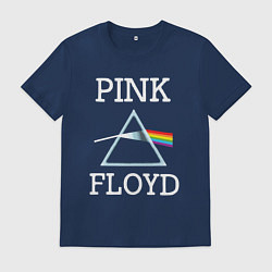 Футболка хлопковая мужская PINK FLOYD - ПИНК ФЛОЙД ЛОГОТИП, цвет: тёмно-синий