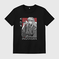 Футболка хлопковая мужская Полудемон Инуяша, цвет: черный