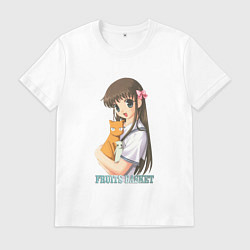 Футболка хлопковая мужская Тору с котиками, цвет: белый