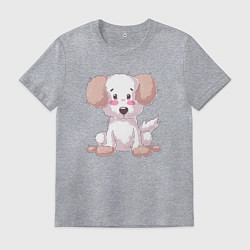Футболка хлопковая мужская Маленький милый песик, цвет: меланж