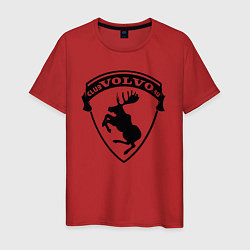 Футболка хлопковая мужская VOLVO логотип чёрный, цвет: красный