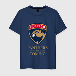 Футболка хлопковая мужская Panthers are coming Florida Panthers Флорида Панте, цвет: тёмно-синий