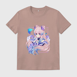 Футболка хлопковая мужская Задумчивая Кокоми, цвет: пыльно-розовый