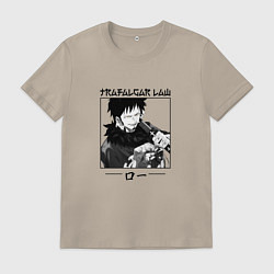 Футболка хлопковая мужская Ван-Пис, Трафальгар Ло Trafalgar Law, цвет: миндальный