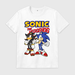 Футболка хлопковая мужская ЕЖ СОНИК SONIC THE HEDGEHOG, цвет: белый