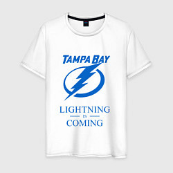 Футболка хлопковая мужская Tampa Bay Lightning is coming, Тампа Бэй Лайтнинг, цвет: белый