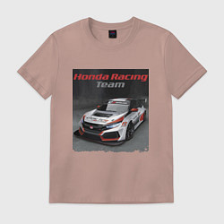 Футболка хлопковая мужская Honda Motorsport Racing Team, цвет: пыльно-розовый