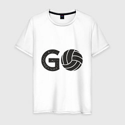 Футболка хлопковая мужская Go Volleyball, цвет: белый