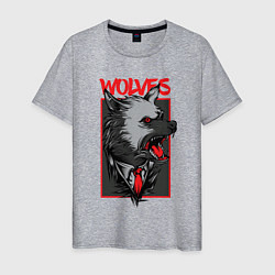 Футболка хлопковая мужская Волк в костюме, цвет: меланж