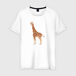 Футболка хлопковая мужская Любопытный жираф, цвет: белый