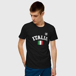Футболка хлопковая мужская Футбол Италия, цвет: черный — фото 2