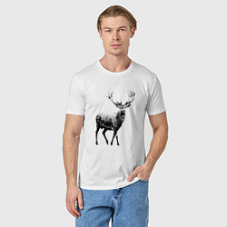 Футболка хлопковая мужская Черный олень Black Deer, цвет: белый — фото 2