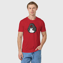 Футболка хлопковая мужская Пиксельный пингвин, цвет: красный — фото 2